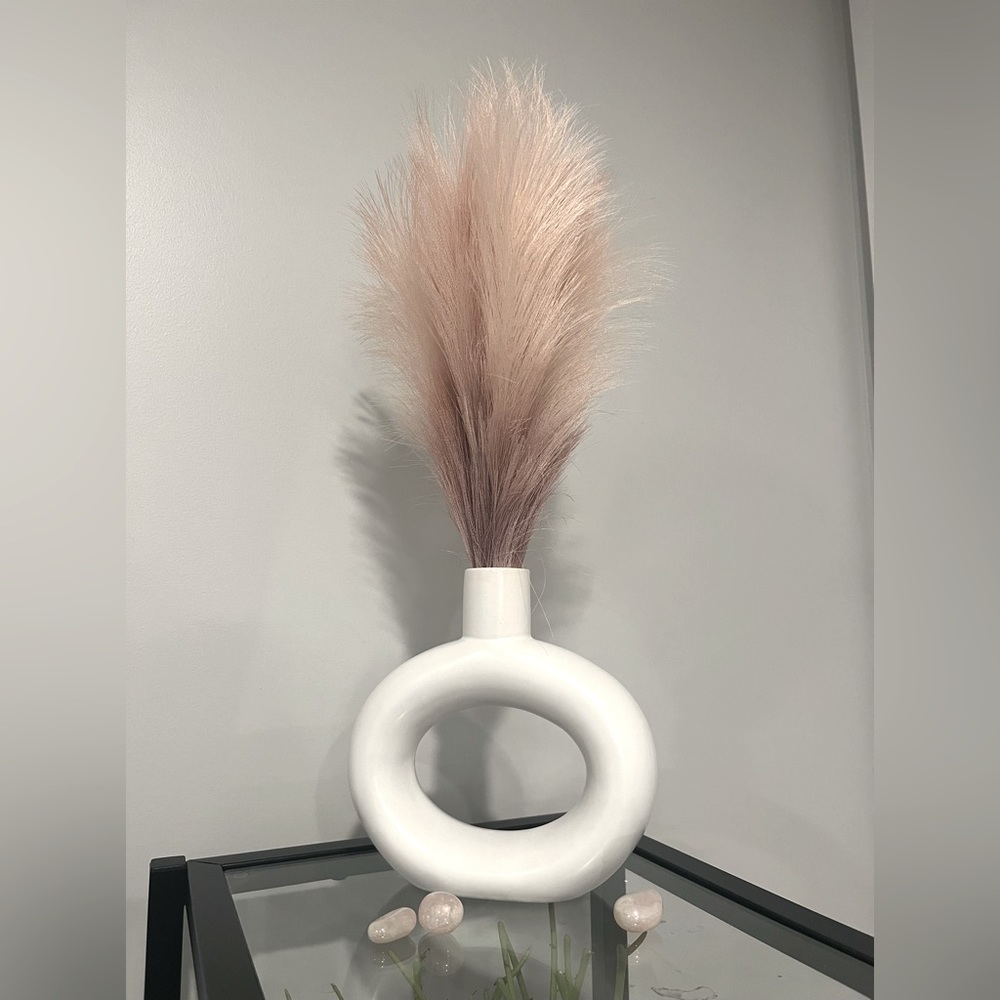 Faux feathery blush plant in vase
